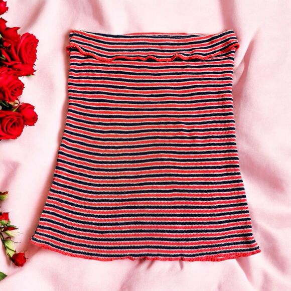 Vintage Garland Y2k Tube Top Striped Goth Grunge Sz S-M-L Girly Punk Strapless - Picture 1 of 8